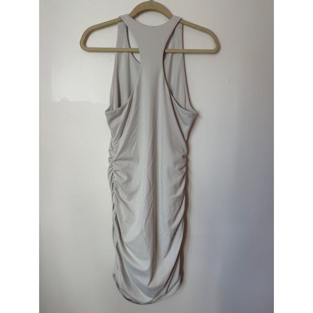 Babaton Contour Ruched Bodycon Racerback Tank Dress In Light Beige Size Large - Picture 6 of 6